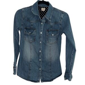 O’Neill button down shirt long sleeves pearl buttons embroidered design Sz XS